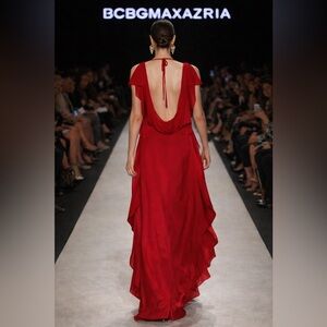 BCBGMAXAZRIA Asymmetrical Red Maxi Dress